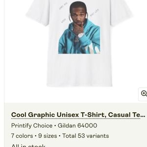 White T-Shirt with Blue Graphic